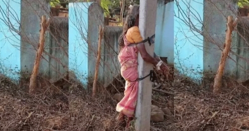 മകന്റെ കൃഷി ഭൂമിയില്‍ നിന്ന് പച്ചക്കറിയെടുത്തു, 70 കാരിയായ മാതാവിനെ തൂണില്‍ കെട്ടിയിട്ട് മര്‍ദ്ദിച്ചു